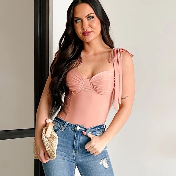 NWT! PRIVY Tie Shoulder Bodysuit - Picture 2 of 8